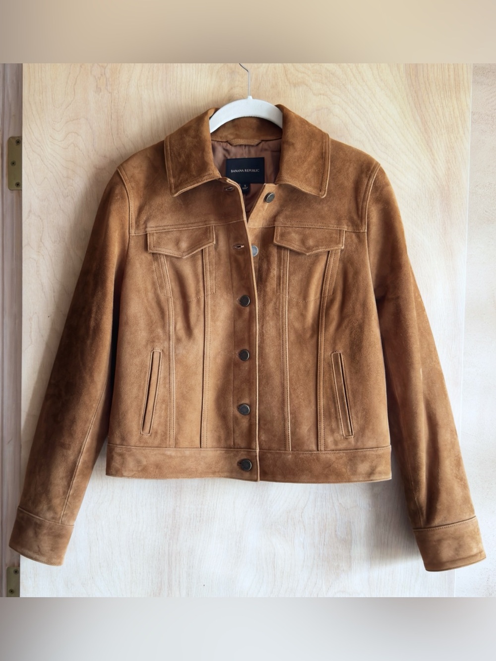 Banana Republic Relaxed Suede Jacket Sweet Chestnut Women's S - Picture 2 of 15